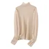 Suéter rosa de cuello alto para mujer, 10% cachemir 90% lana, nuevo estilo 2026, engrosado, adelgazante, acanalado, cuello alto apilado, camiseta básica para otoño