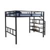Beliche Duplo de Ferro Forjado com Espaço Aberto Embaixo, Cama de Beliche Dupla Elevada Estilo Loft para Interior com Mesa Embaixo, Estilo Nórdico