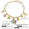 Collar transfronterizo de acero de titanio con diseño temático del océano que presenta medusas, conchas y delfines, chapado en oro real de 18k, collar de acero inoxidable impermeable