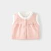 Chaleco de otoño e invierno para niñas, acolchado de algodón y forro polar, cálido, de clase A, para niñas pequeñas, linda chaqueta de princesa.