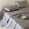Conjunto de Quatro Peças Liso de Tencel, Lençol e Capa de Edredom de Seda Gelada de Cor Pura, Roupa de Cama de Lyocell para Cama de Casal 1,8m