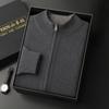Ropa Gruesa de Lujo para Hombre 100% Cachemira Ligera Cardigan de Punto Engrosado Abrigo Reversible de Manga Larga con Cremallera Suéter de Cachemira