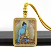Pingente Thangka Dourado Pintado à Mão Estilo Xizang Pingente Thangka Wuye Zakhiram Passado e Presente Colar Acompanha Cordão
