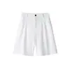 Fondo Blanco Pantalones Cortos de Traje Plisados Planos para Hombre Talla Grande Verano Finos de Alta Gama Pantalones de Cinco Puntos Dk26001P42