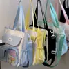 Mochila Escolar, Bolsa para Aulas de Reforço, Nova Bolsa de Mão Fashion de Alta Qualidade Estilo College Cor Contrastante Grande Capacidade Estilo Coreano Simples Bolsa de Ombro