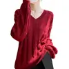 Suéter de punto de lana de terciopelo con cuello en V retorcido estilo vintage para mujer, suéter fino de manga larga para otoño e invierno, capa base cálida