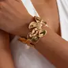 Pulsera de Metal Estilo Europeo y Americano Transfronterizo Flor Abierta Diseño de Nicho Pulsera Exagerada Lujo Ligero Sensación de Alta Gama Joyería de Mano Venta al por Mayor