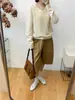 Estilo Sencillo y Perezoso, Suéter de Lana Sin Costuras Suelto y Suave, Top de Manga Larga Cepillado de Corte Tridimensional 02185