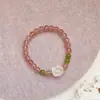 Pulsera de Moda de Cristal Rosa, Lujo Ligero, Gama Alta, Pulsera Exquisita, Accesorio de Mano de Nicho y Versátil