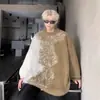Suéter com Gradiente de Imitação de Visom Masculino Inverno Espessado Estilo Americano Retrô Casaco Design Outono e Inverno Suéter de Nicho