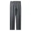 Pantalones largos de lana grises para otoño e invierno 2024, lijados, elásticos, para jóvenes y adultos de mediana edad, de negocios, antiarrugas, rectos, casuales para hombre