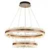 Mumingju Luxo Leve Elegante Cristal Natural Lustre para Sala de Estar 6 Novas Peças Criativas Circulares de Ferro Luz Principal para Sala de Jantar e Quarto