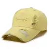 Boné de Baseball Bordado com Letras Desgastadas Estilo Europeu e Americano Transfronteiriço, Boné de Sol para Casal, Chapéu Versátil da Moda para Estilo de Rua