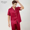 Nuevo conjunto de pijama de seda para hombre de comercio exterior transfronterizo de verano, dos piezas de manga corta y pantalón largo, 100% seda de morera, conjunto de ropa para el hogar