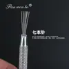 Arte cerámico cepillo de textura de siete agujas varilla de aluminio perforador de agujeros para agujas diy herramientas de escultura de arcilla de papel enrollado suministros de arte al por mayor