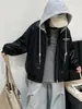 Roupas infantis, jaqueta com capuz de outono para meninas, novo estilo outono e primavera 2026, jaqueta de couro da moda para meninas mais velhas