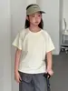 Camiseta Transpirable de Secado Rápido con Protección Solar para Niños, Top de Verano de Manga Corta para Niñas, Ropa Casual Versátil para Niños Mayores