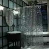 Cortina de Ducha PEVA Geométrico 3D Gris Estilo Europeo Cortina de Ducha Forrada Impermeable Juego de Ganchos Blancos de Regalo