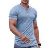 Camiseta Verano Transfronteriza Manga Corta Color Sólido para Hombre Estilo Nuevo Europeo y Americano Comercio Exterior Moda al por Mayor A partir de una Pieza