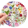 50 Pegatinas Florales Transparentes Realistas Mascota Fresca Planta Floral Impermeables Pegatinas para Diario DIY Venta al por Mayor