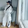 Ropa para Niñas 2026 Otoño Nuevo Estilo Niños Medianos y Grandes Estilo Ropa de Trabajo Chaqueta con Capucha Bolsillos Grandes Pantalones de Pierna Ancha Conjunto de Dos Piezas para Otoño