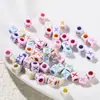 6*6mm Abalorios Acrílicos de Agujero Grande Cuentas Sueltas Coloridos Goteo de Aceite Letras Inglesas Cuentas Cuadradas Material para Manualidades con Cuentas