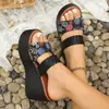 Sandalias y Zapatillas de Plataforma con Cuña para Mujer de Comercio Exterior Transfronterizo para Uso Exterior Verano Nuevo Estilo Plataforma Suela Gruesa Talla Grande Europea y Americana Moda
