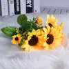 Simulação de pequeno buquê de girassol decoração para casa flor artificial flor de seda fotografia adereços grande simulação de flor de girassol