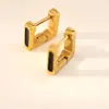 Vendas Diretas de Fábrica Atacado Transfronteiriço Ouro 18K Alto Padrão Feminino Não Desbota Aço Inoxidável Pequenos Brincos Quadrados Brincos de Cola