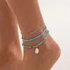 Tobillera Europea y Americana Transfronteriza de Cuentas de Semilla de Colores Degradados Apilables, Cadena Fina Estilo Ins Barroco de Perlas de Nicho Joyería para el Pie