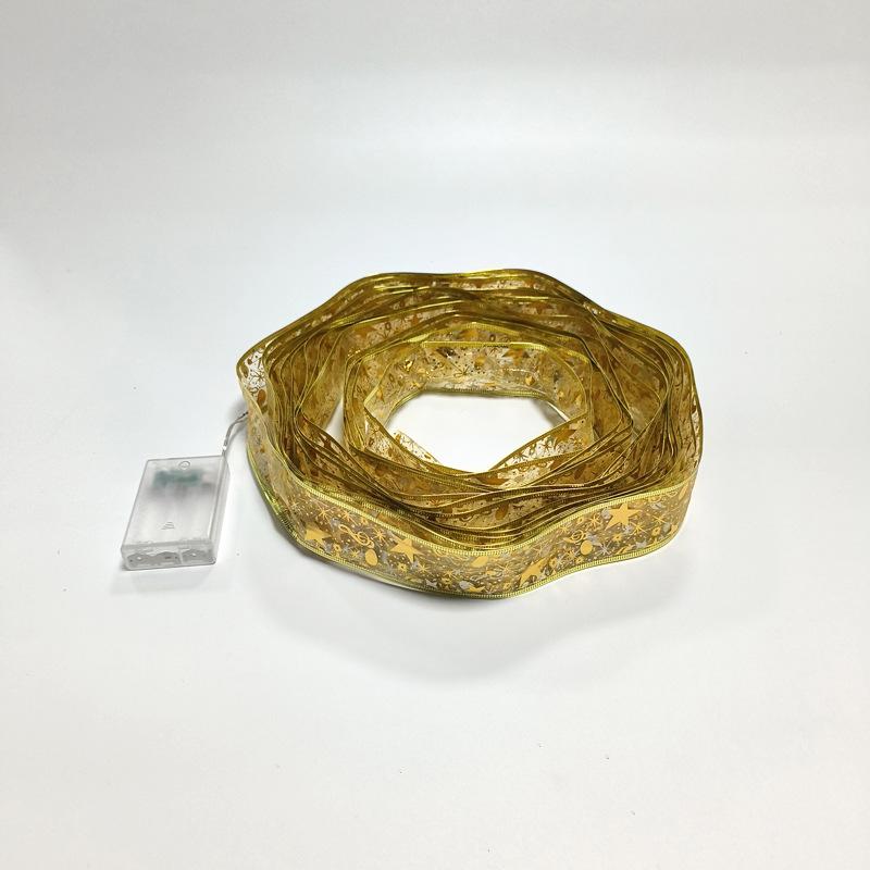 #D5 -10米100灯3AA常亮带闪金色彩带暖白灯