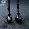 Pingente de Obsidiana Natural Pedra Olho de Tigre Colar de Contas da Sorte Colar de Cristal Colar de Contas Quente de Vendas Transfronteiriças Atacado