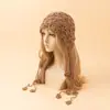 Turbante Trenzado Hueco Floral con Monedas de Cobre Transfronterizo para Mujer, Sombrero de Salida para Primavera y Otoño Estilo Étnico Retro Bohemio Hecho a Mano