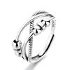 Anillo cruzado retro envejecido de tres capas para mujer, cuentas redondas giratorias, nicho, alta gama, anillo para el dedo índice, apertura ajustable, producto nuevo