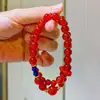 Pulseira de Calcedônia Vermelha Natural Sangue de Pombo Transparente de Gelo Lápis Lazúli 6mm