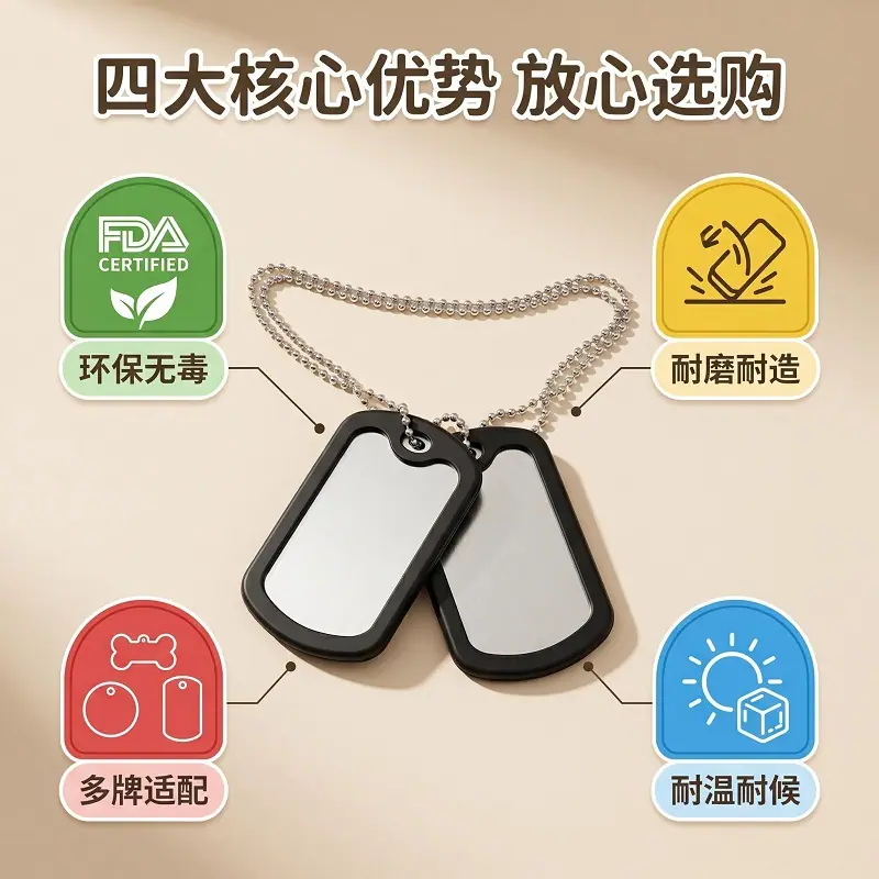 宠物铭牌硅胶套激光雕刻LOGO狗牌套防丢失防噪音猫狗通用OE