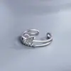 Anel Borboleta de Camada Dupla Feminino Nicho Fresco Vazado Anel da Ponta do Dedo Indicador Estilo Ins Borboleta de Camada Única Anel Aberto com Diamante
