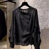 Outono de 2026 novo design estilo coreano nicho moda camisa de manga comprida semitransparente versátil elegante vestuário feminino A13811