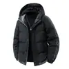 Nova jaqueta de algodão de inverno para homens, jaqueta casual solta da moda com capuz, estilo duas peças falsas, versátil, à prova de vento, quente