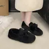 Zapatos de mujer sin cordones, esponjosos, suaves y acogedores, perfectos para usar al aire libre, con un nuevo diseño otoño/invierno 2026 con forro de algodón peludo y suela plana