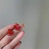 Pendientes Coreanos Nuevos de Amor Hueco Pintados de Plata de Ley 925 Elegantes Simples Otoño Invierno Pendientes de Año Nuevo Pendientes para Mujer