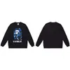 Moletom BAPE com estampa de cabeça de macaco estilo japonês, tendência transfronteiriça, gola redonda, unissex, corte solto, jaqueta de manga curta para outono e inverno