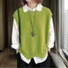 Chaleco Tejido Retro para Mujer 2026 Primavera y Otoño Nuevo Estilo Color Sólido Holgado Cuello Redondo Chaleco de Punto Asimétrico Ropa de Abrigo