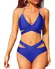 Traje de baño de dos piezas para mujer 2025 Nuevo Europeo y Americano de Color Floral Combinado Cintura Alta Bikini Bikini de Amazon
