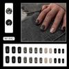 Negro oscuro dulce fresco negro estampado de leopardo longitud media cuadrado europeo y americano otoño elegante blanco uñas postizas acabado manicura mixto