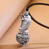 Pingente em prata de lei s999 seis palavras mantra Buda Maitreya sorridente corrente para suéter masculino e feminino pingente de prata