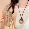 Estilo Étnico Círculo Marrón Grande Collar de Resina Cadena de Suéter Retro Estilo Zen Sudadera Larga Accesorios de Otoño e Invierno