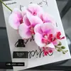 Película de Alta Calidad con Sensación 3D Flor Artificial Phalaenopsis Decoración para Hogar Sala de Estar Adornos para Cafetería Ramo Falso
