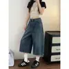 Pantalones Vaqueros Cropped de Pierna Ancha Estilo Retro Americano para Mujer, Nuevo Estilo de Verano, Talla Grande Holgados, Pantalones Rectos de Longitud Media Adelgazantes