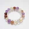 [Universo de la Palma] Pulsera de Cristal Siete Super Negro Dorado Natural para Mujer, Pulsera Versátil de Cristal Blanco Cuarzo Limón Venta al por Mayor